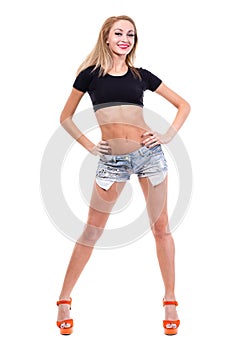 Portrait of young blond woman isolated on