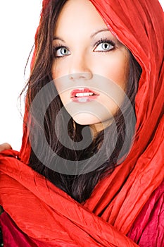 Portrait of young woman with headscarf photo