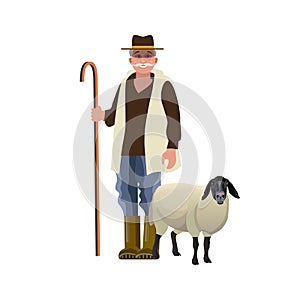 Shepherd with a sheep photo