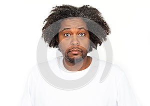 Portrait of shocked African American man