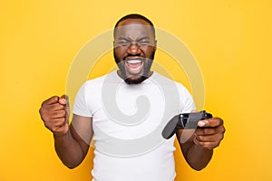 Portrait of shocked funny funky crazy excited delighted mulato m photo