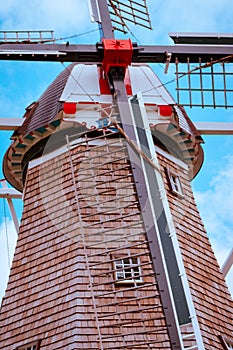 Portrait shot of the windmill in Holland Michigan during tulip time