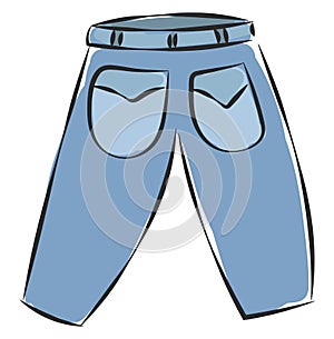 Portrait of a showcase blue-colored jeans pant vector or color illustration