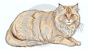 portrait of siberian catvector Line illustration on white background - generated by ai