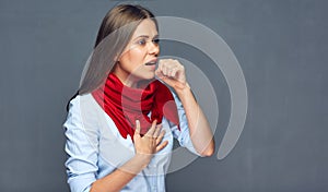 Portrait of sickness woman suffering cough