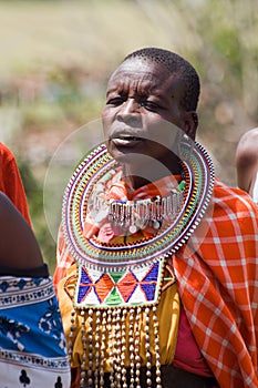 Portrait of a singing woman from the Masai tribe photo