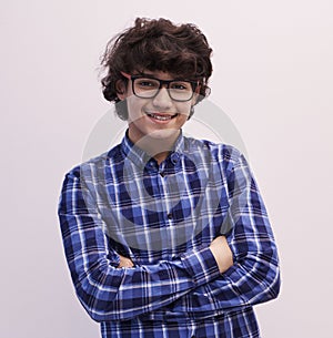 Portrait  of smart looking arab teenager with glasses