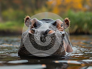 portrait of a smiling African hippopotamus with all his teeth