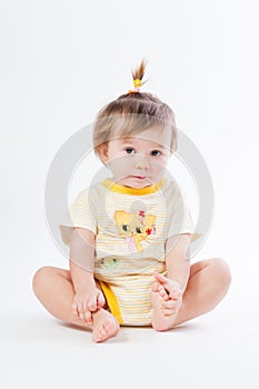 Portrait of smiling baby isolated on white background