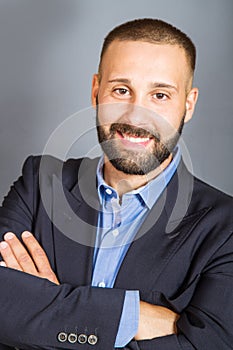 Portrait of smiling beared man