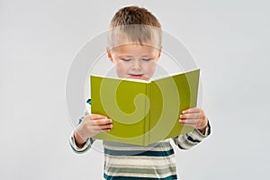 Portrait of smiling boy reading book