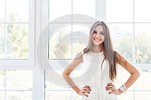 Portrait of smiling brunette tenager girl