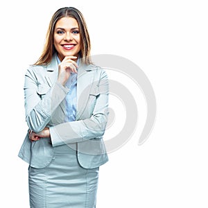 Portrait of smiling business woman professional worker. Isolate