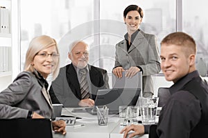 Portrait of smiling businessteam on meeting