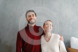 Portrait of a smiling couple moving together