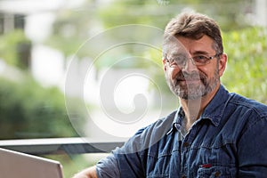 Portrait of smiling elderly man are smiling