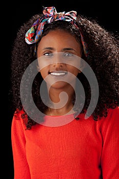 Portrait smiling Ethiopian girl woman