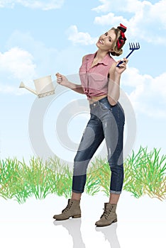 Portrait of smiling gardener female