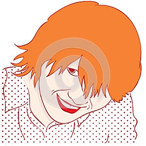 Portrait of a smiling girl with red hair. Style Pop Art