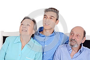 Portrait of smiling grandson with his grandparents