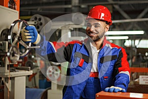 Portrait of a smiling handsome african american factory worker