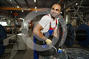 Portrait of a smiling handsome african american factory worker