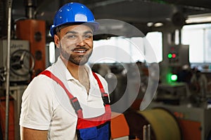 Portrait of a smiling handsome african american factory worker