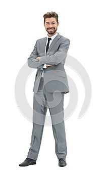 Portrait of a smiling handsome business man over white backgrou