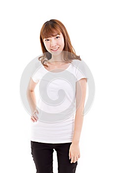 Portrait of smiling, happy, confident woman in casual attire