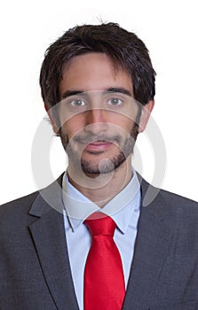 Portrait of a smiling latin businessman with beard