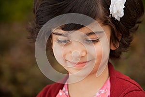 Portrait of Smiling Little Caucasian Girl