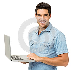 Portrait Of Smiling Man With Laptop