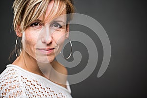 Portrait of a smiling middle aged caucasian woman