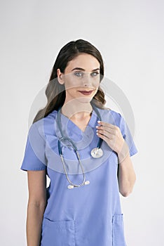 Portrait of smiling nurse with stethoscope