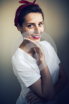 Portrait of smiling pin-up girl