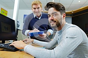 portrait smiling student in training course