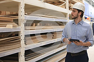 Portrait of a smiling warehouse keeper at work