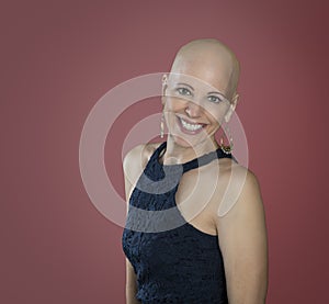 Portrait smiling woman without hair