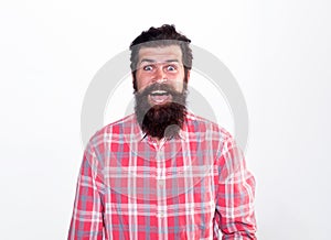 Portrait of smilling man. Male portrait. Bearded guy. People emotions. Happy smiling face.