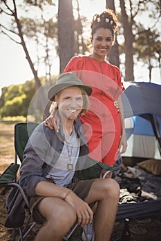 Portrait of smling couple at forest