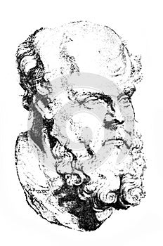 Portrait of Socrates in the old book The main ideas of zoology, by E. Perie, 1896, S.-Petersburg