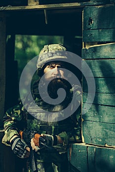 Portrait of soldier in camouflage