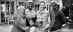 Portrait of soldier with family