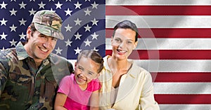 Portrait of soldier reunited with family