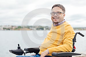 portrait of a special person with disabilities rest walk