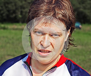 Portrait of the sportswoman after competitions