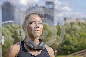 Portrait of a sporty middle-aged woman