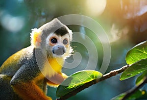 portrait of squirrel monkey ia generated,