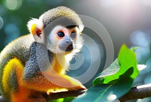 portrait of squirrel monkey ia generated,