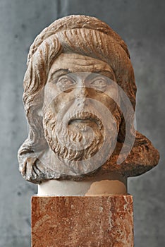 Portrait statue maybe of philosopher Plutarch in Athens.